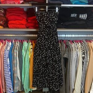 Silence + Noise black/white polka dot strapless lined cropped jumpsuit size S